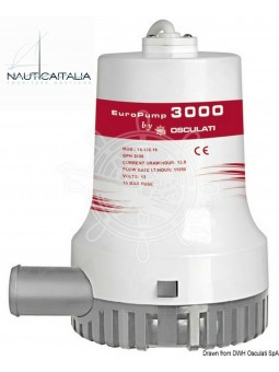 Pompa di sentina EuroPump II 3000 Osculati - 24V - per barca gommone - 16.122.19