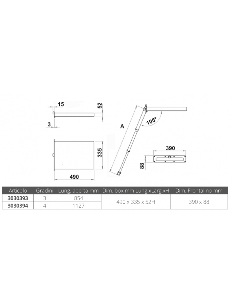 SCALETTA INOX AD INCASSO 4 gr.